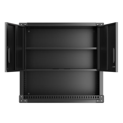 AOBABO Metal Garage Wall Mounted Cabinet w/Locking Door & Shelf, Black(Open Box) - VMInnovations