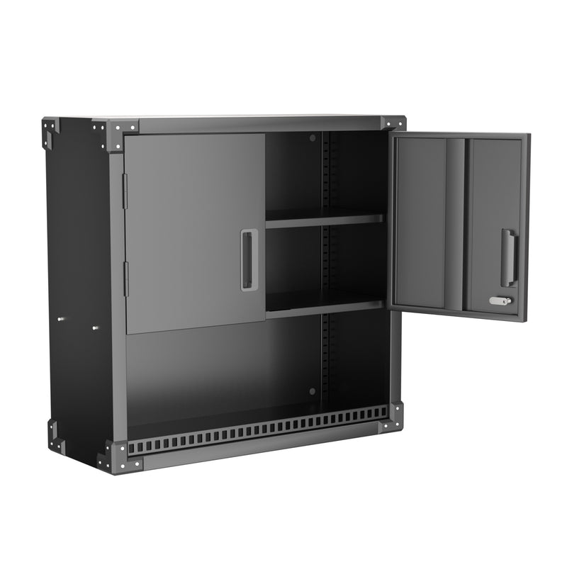 AOBABO Metal Garage Wall Mounted Storage Cabinet w/Locking Door & Shelf, Black