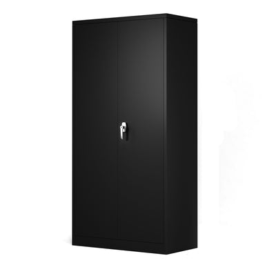AOBABO Metal Cabinet w/3 Adjustable Shelves & 1 Cloth Rail, Black (Open Box) - VMInnovations