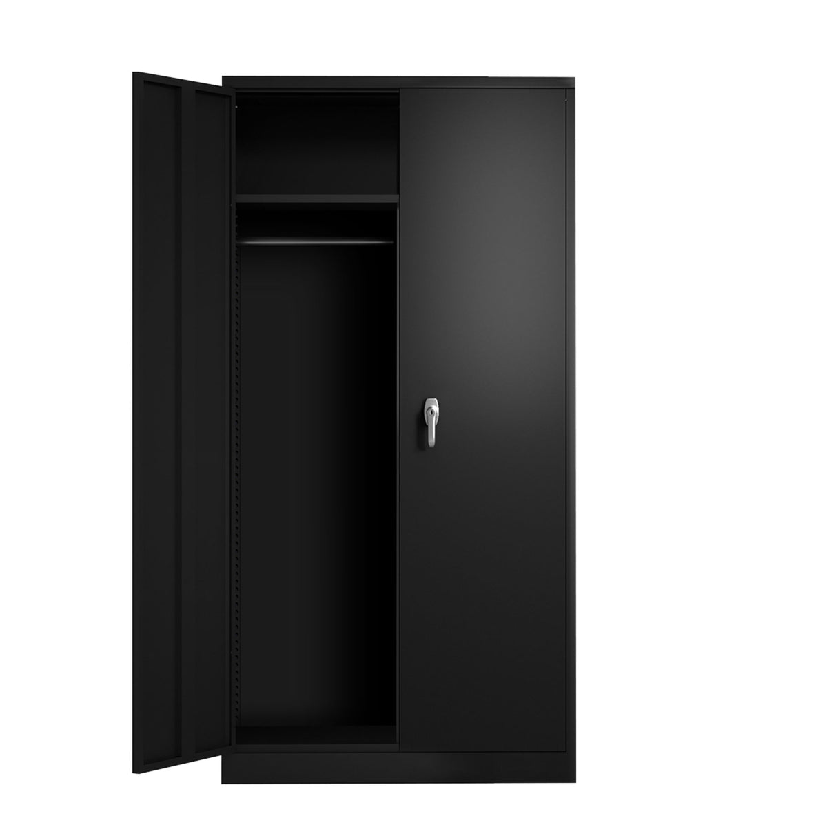 AOBABO Metal Cabinet w/3 Adjustable Shelves & 1 Cloth Rail, Black (Open Box) - VMInnovations