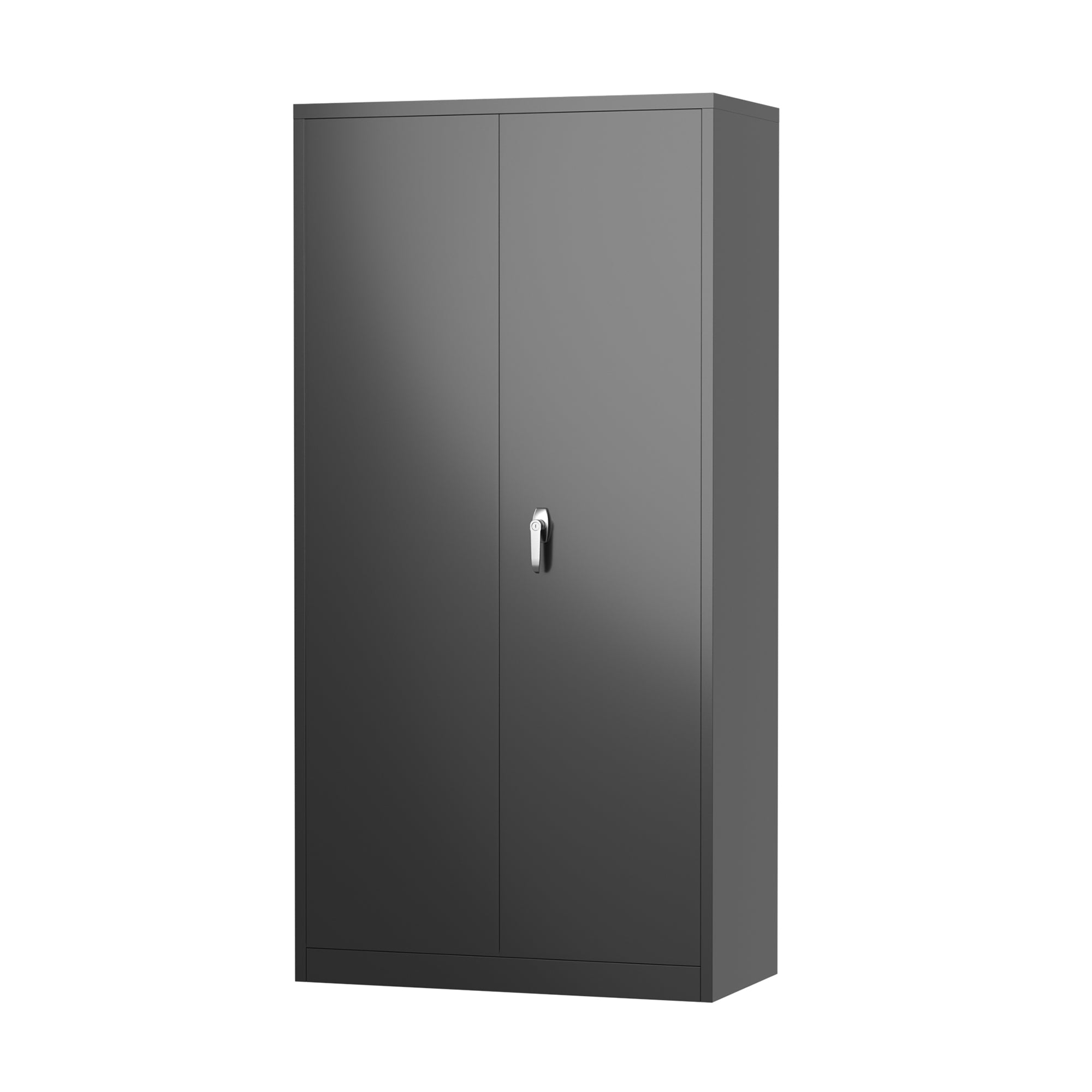 AOBABO Large Metal Storage Cabinet with Adjustable Shelf and Cloth Rail, Black - VMInnovations