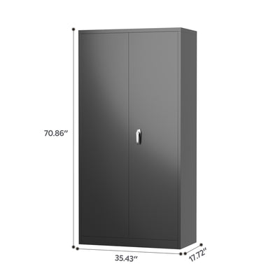 AOBABO Metal Storage Cabinet w/Adjustable Shelf & Cloth Rail, Black (Open Box) - VMInnovations