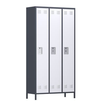 AOBABO 3 Door Steel Storage Cabinet Metal Locker for Office or Bedroom, Gray - VMInnovations