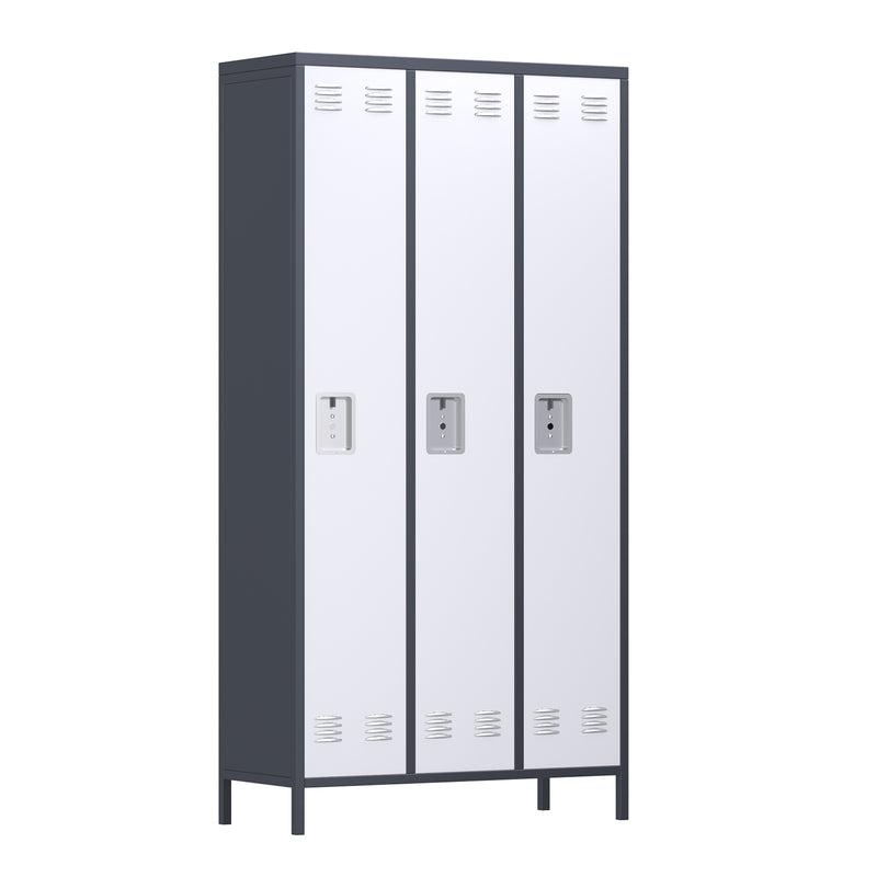 AOBABO 3 Door Steel Storage Cabinet Metal Locker for Office, Gray (Open Box)