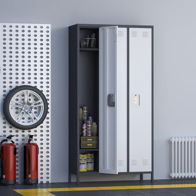 AOBABO 3 Door Steel Storage Cabinet Metal Locker for Office, Gray (Open Box) - VMInnovations