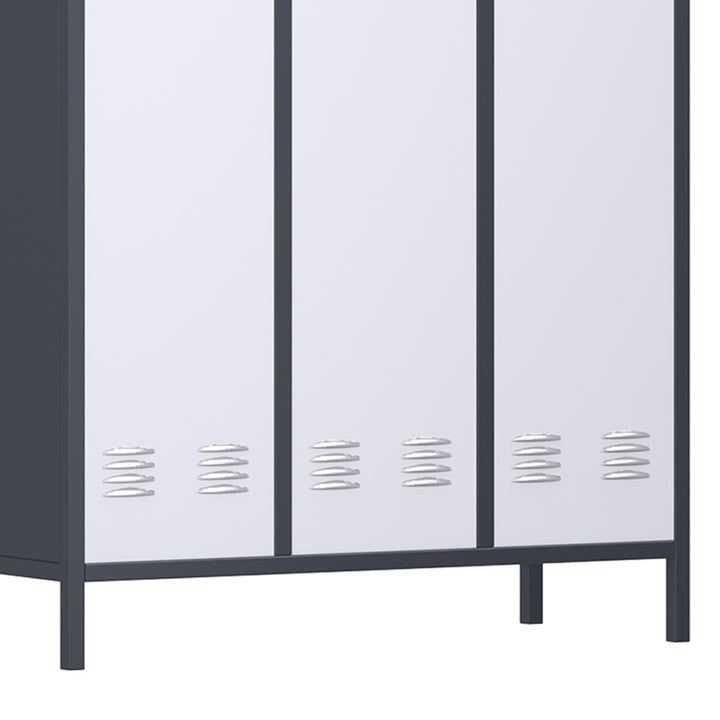 AOBABO 3 Door Steel Storage Cabinet Metal Locker for Office or Bedroom, Gray