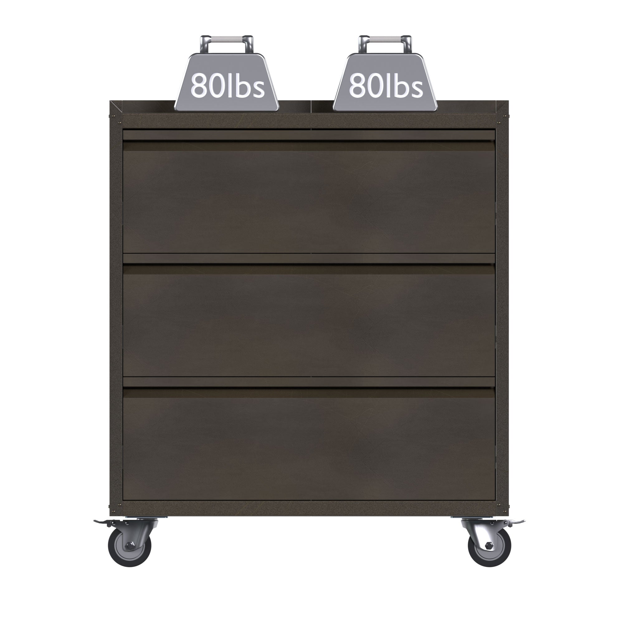 AOBABO Steel Rolling Tool Storage Chest 3 Drawer Cabinet with Wheels, Black - VMInnovations