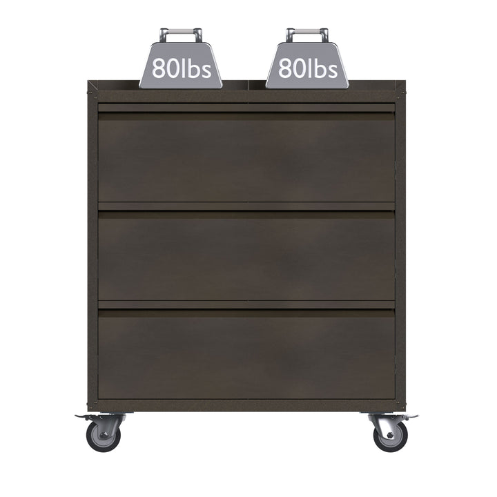 AOBABO Steel Rolling Tool Storage Chest 3 Drawer w/Wheels, Black (Open Box) - VMInnovations