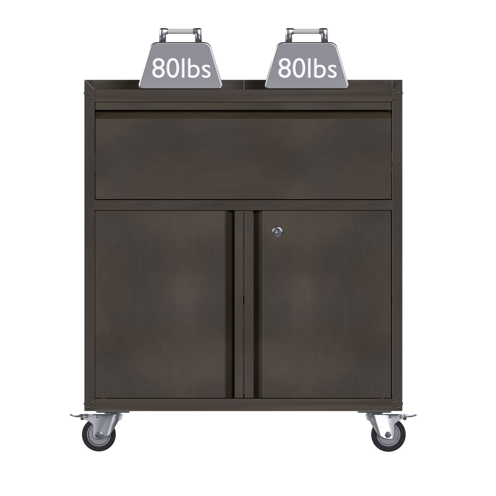 AOBABO Steel Lockable Wheeled Tool Storage Cabinet with Drawer & Shelves, Black - VMInnovations