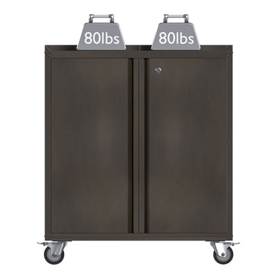 AOBABO Steel Lockable Wheeled Garage Tool Cabinet w/ Shelves, Black (Open Box) - VMInnovations