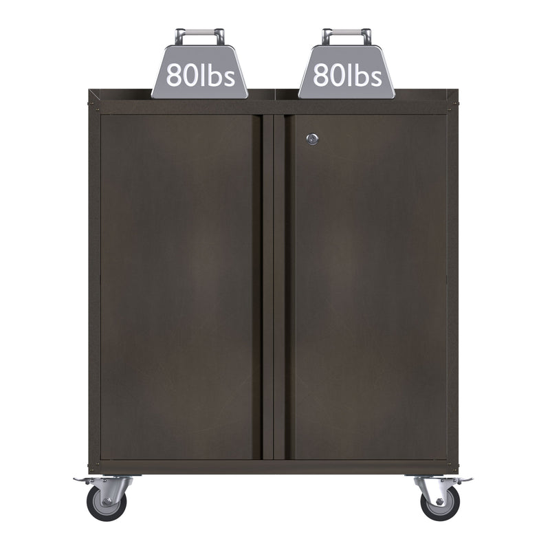 AOBABO Steel Lockable Wheeled Garage Tool Storage Cabinet w/ Shelves, Black