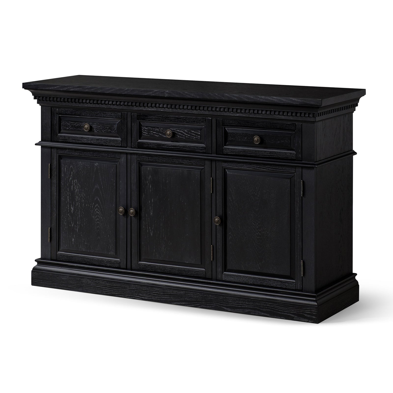 Maven Lane Theo Traditional Wooden Sideboard in Antiqued Black Finish - VMInnovations