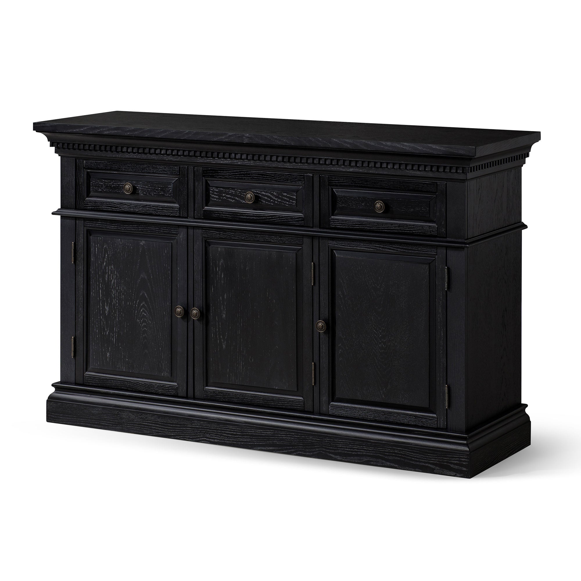Maven Lane Theo Traditional Wooden Sideboard in Antiqued Black Finish (Open Box) - VMInnovations