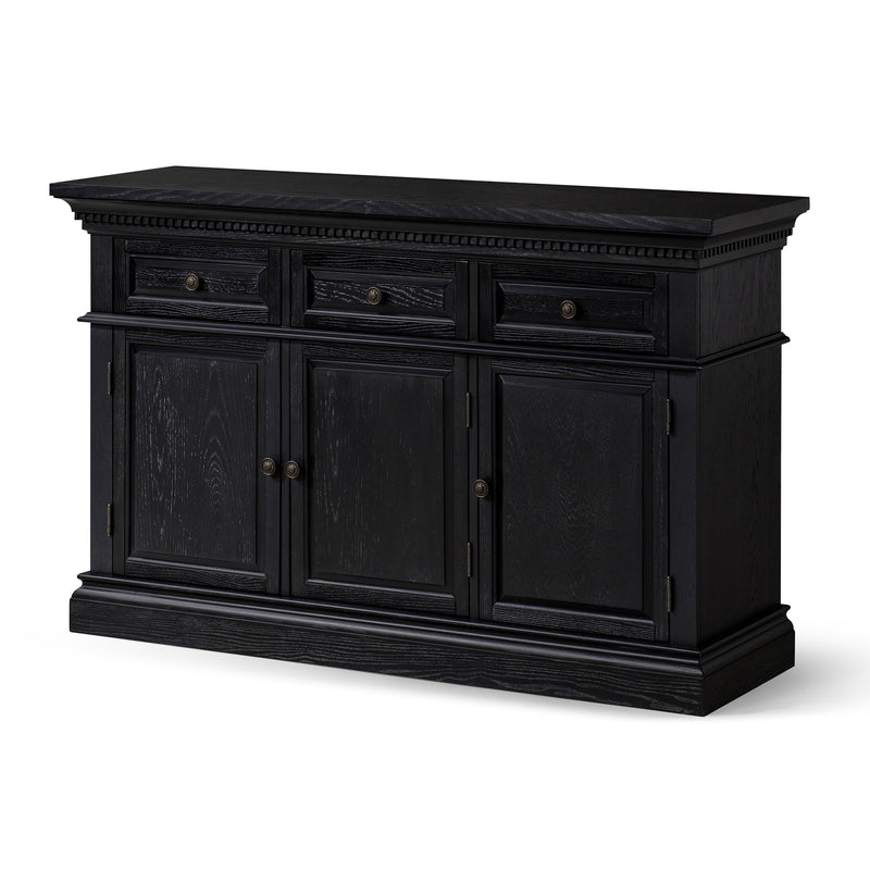 Maven Lane Theo Traditional Wooden Sideboard in Antiqued Black Finish (Open Box)