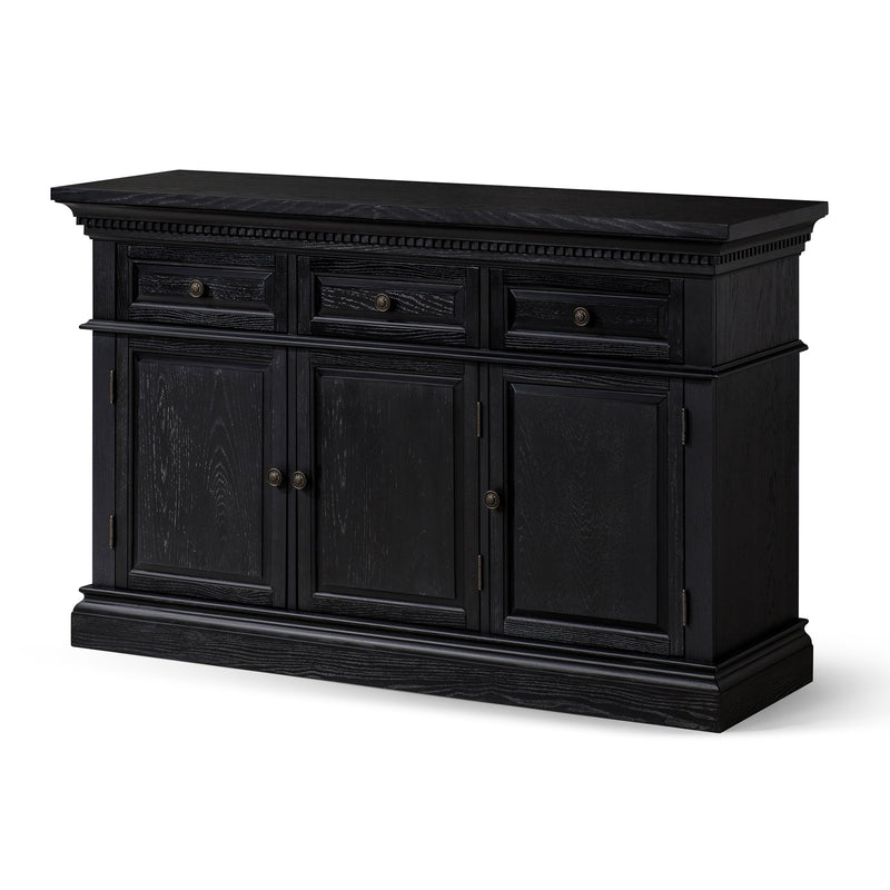 Maven Lane Theo Traditional Wooden Sideboard in Antiqued Black Finish
