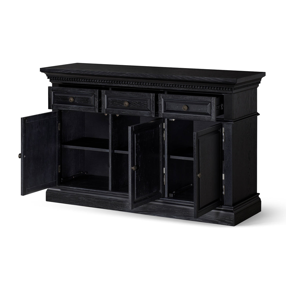 Maven Lane Theo Traditional Wooden Sideboard in Antiqued Black Finish (Open Box)
