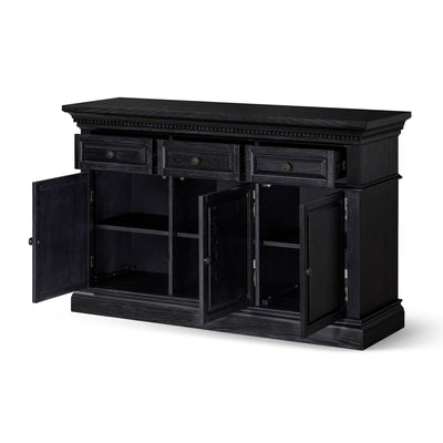 Maven Lane Theo Traditional Wooden Sideboard in Antiqued Black Finish (Open Box) - VMInnovations