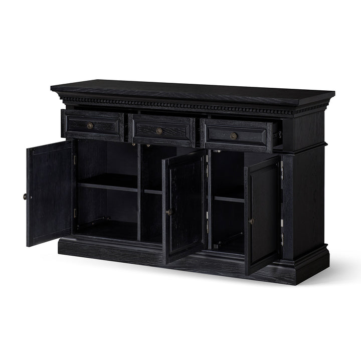 Maven Lane Theo Traditional Wooden Sideboard in Antiqued Black Finish (Open Box)