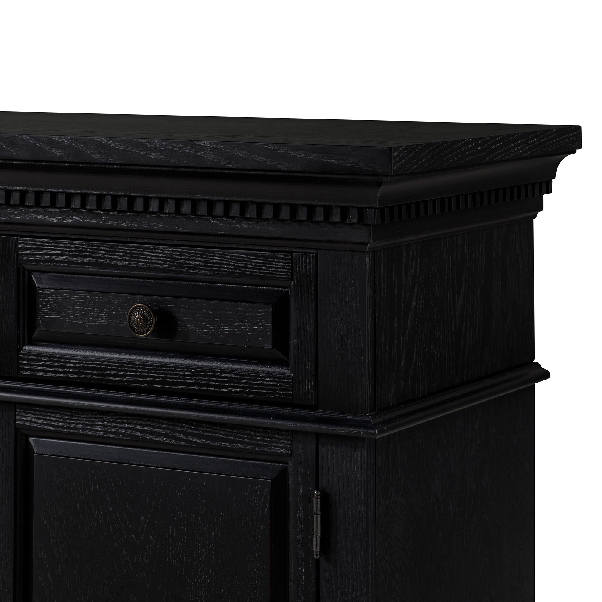 Maven Lane Theo Traditional Wooden Sideboard in Antiqued Black Finish (Open Box) - VMInnovations