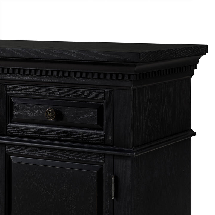 Maven Lane Theo Traditional Wooden Sideboard in Antiqued Black Finish (Open Box)