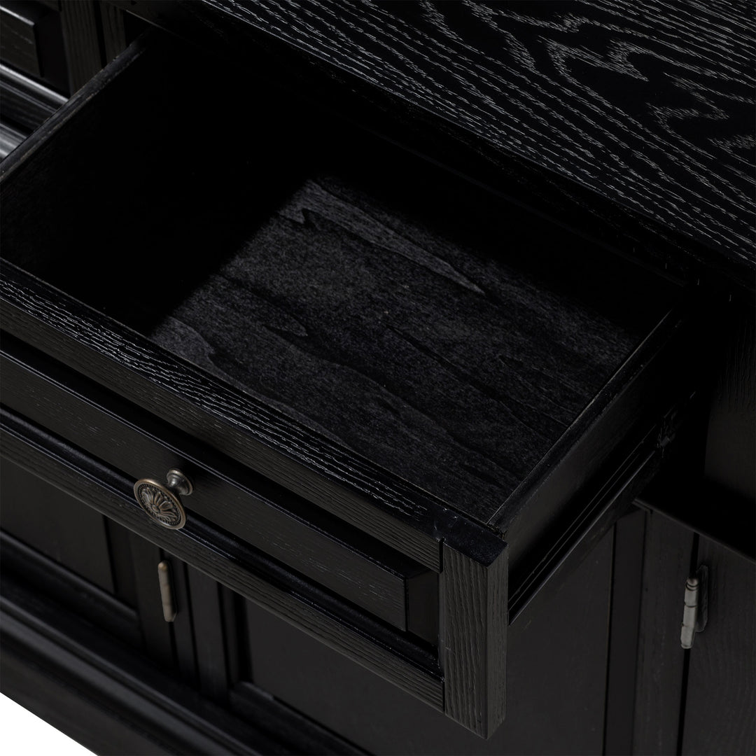 Maven Lane Theo Traditional Wooden Sideboard in Antiqued Black Finish (Open Box)