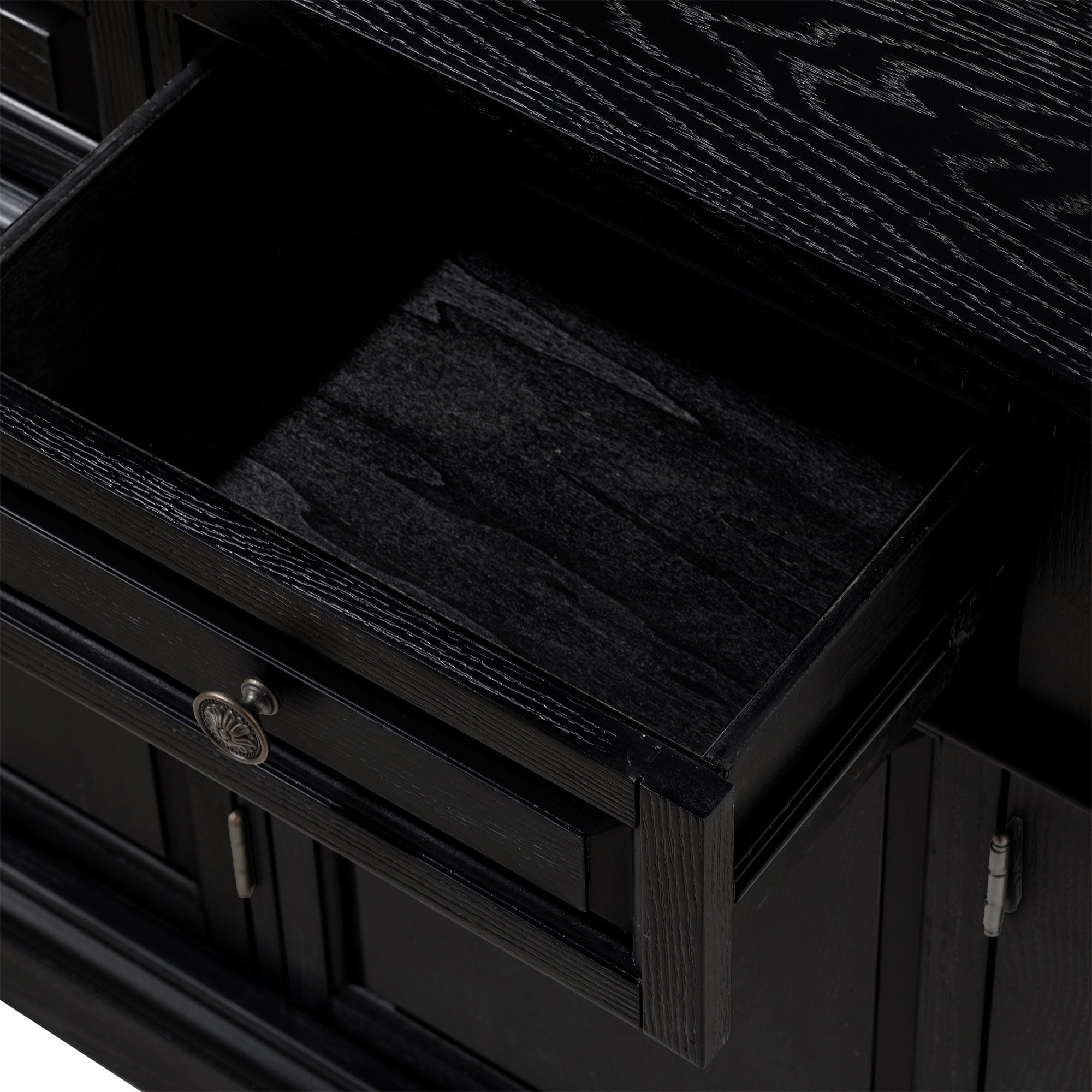 Maven Lane Theo Traditional Wooden Sideboard in Antiqued Black Finish (Open Box) - VMInnovations