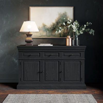 Maven Lane Theo Traditional Wooden Sideboard in Antiqued Black Finish