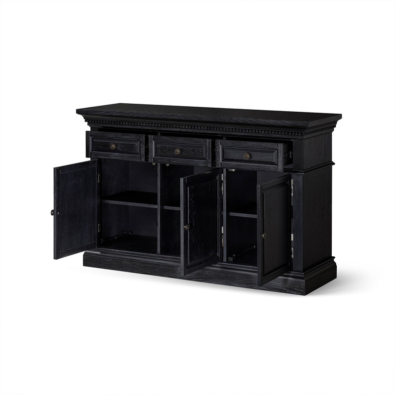 Maven Lane Theo Traditional Wooden Sideboard in Antiqued Black Finish