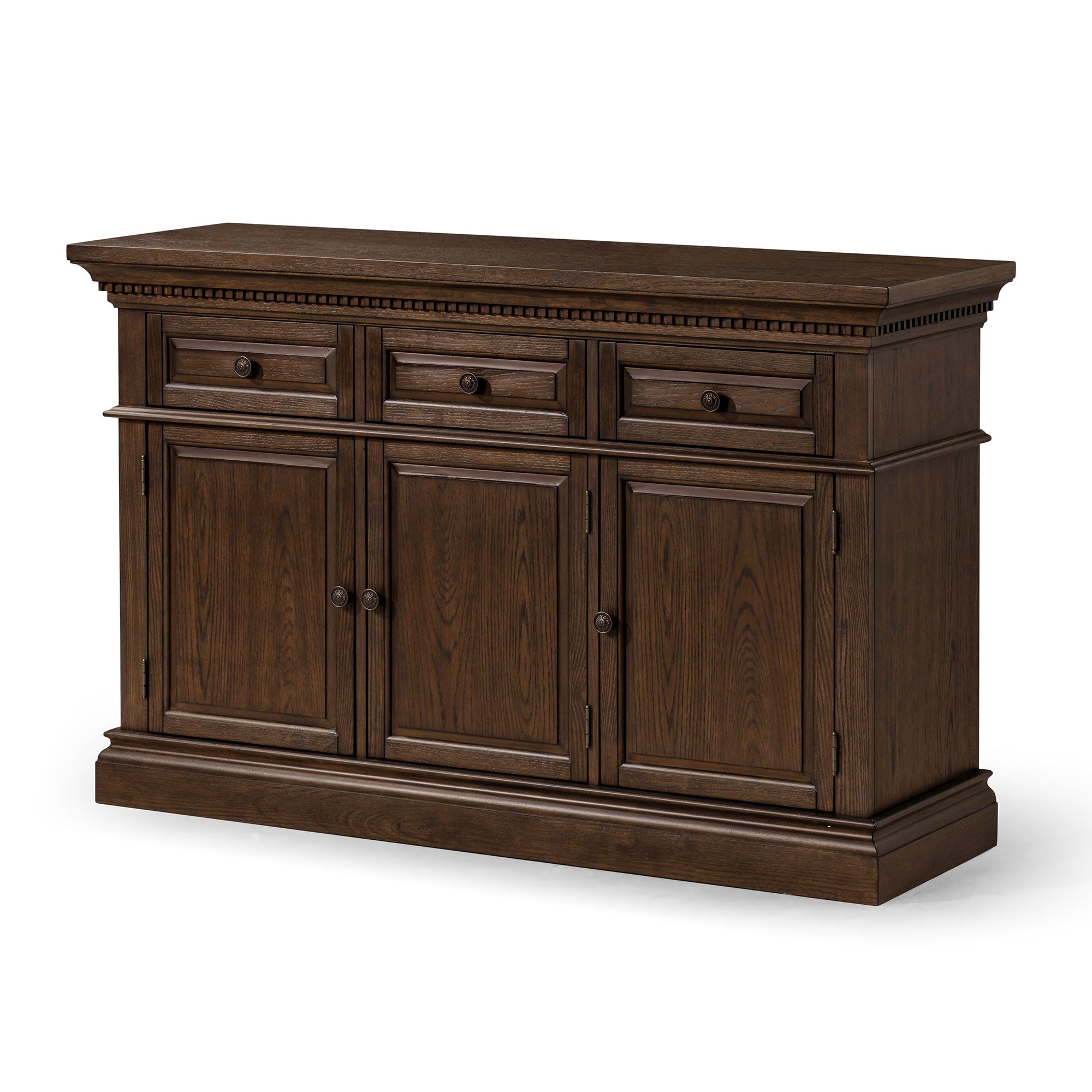 Maven Lane Theo Traditional Wooden Sideboard in Antiqued Brown Finish (Open Box) - VMInnovations