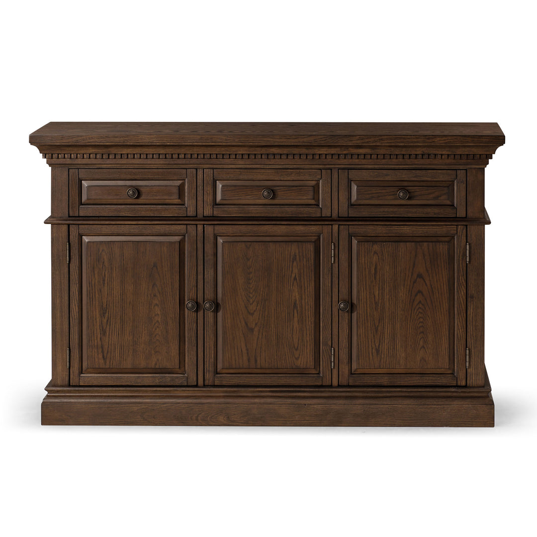 Maven Lane Theo Traditional Wooden Sideboard in Antiqued Brown Finish (Open Box)
