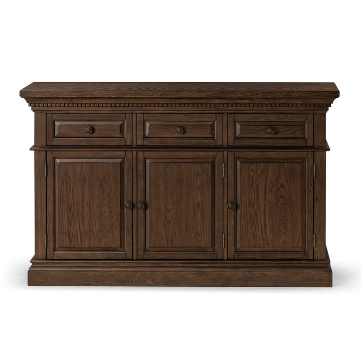 Maven Lane Theo Traditional Wooden Sideboard in Antiqued Brown Finish (Open Box)