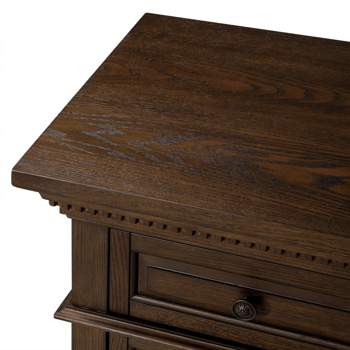Maven Lane Theo Traditional Wooden Sideboard in Antiqued Brown Finish (Open Box) - VMInnovations