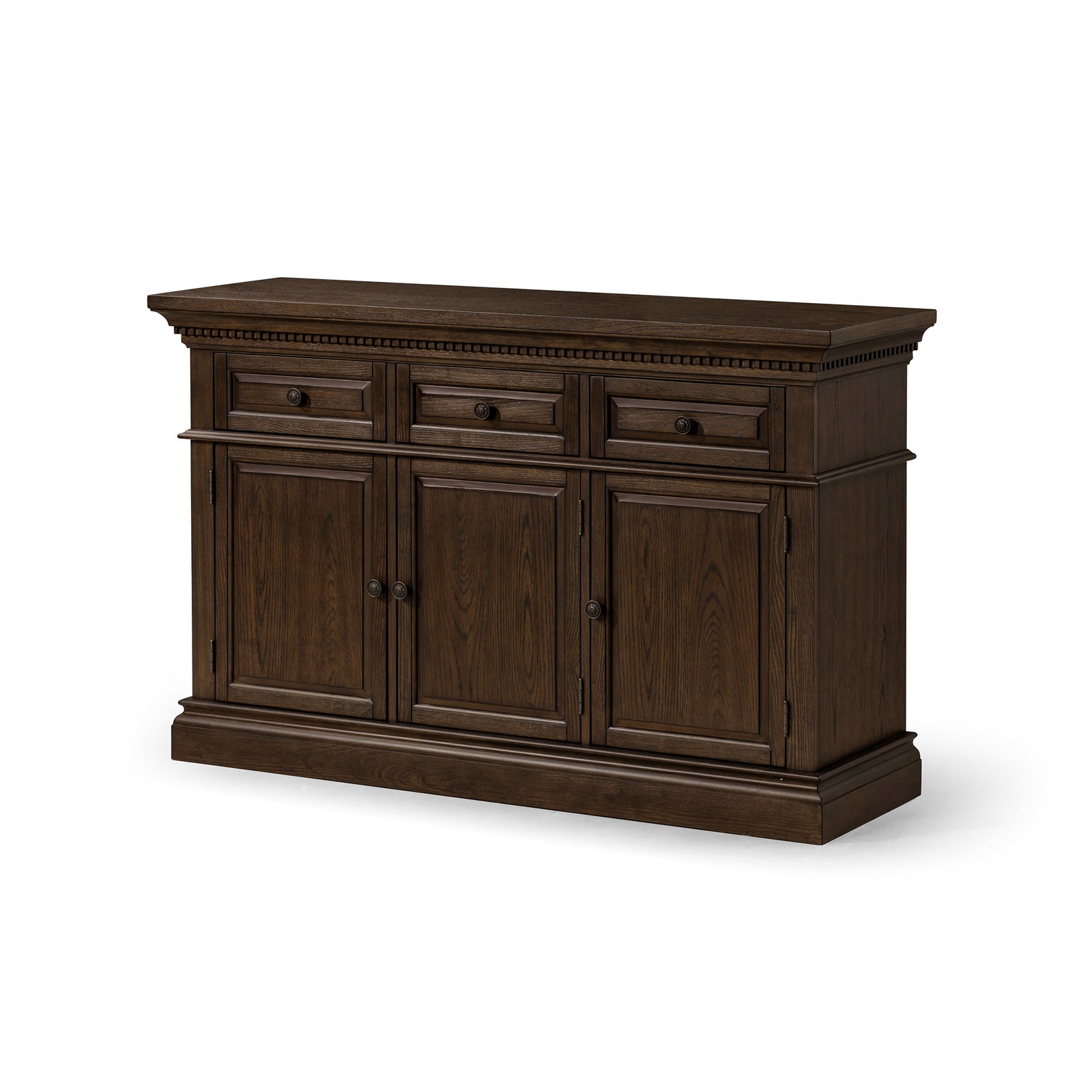 Maven Lane Theo Traditional Wooden Sideboard in Antiqued Brown Finish - VMInnovations
