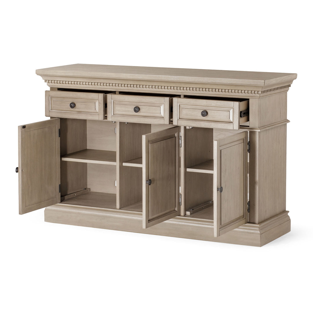 Maven Lane Theo Traditional Wooden Sideboard in Antiqued Grey Finish