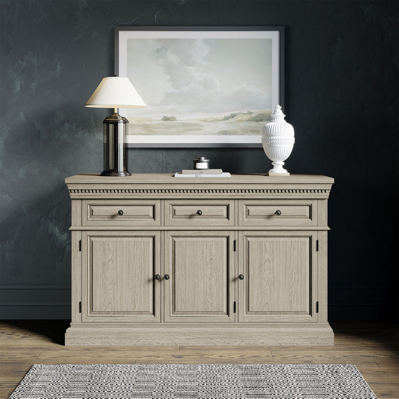 Maven Lane Theo Traditional Wooden Sideboard in Antiqued Grey Finish