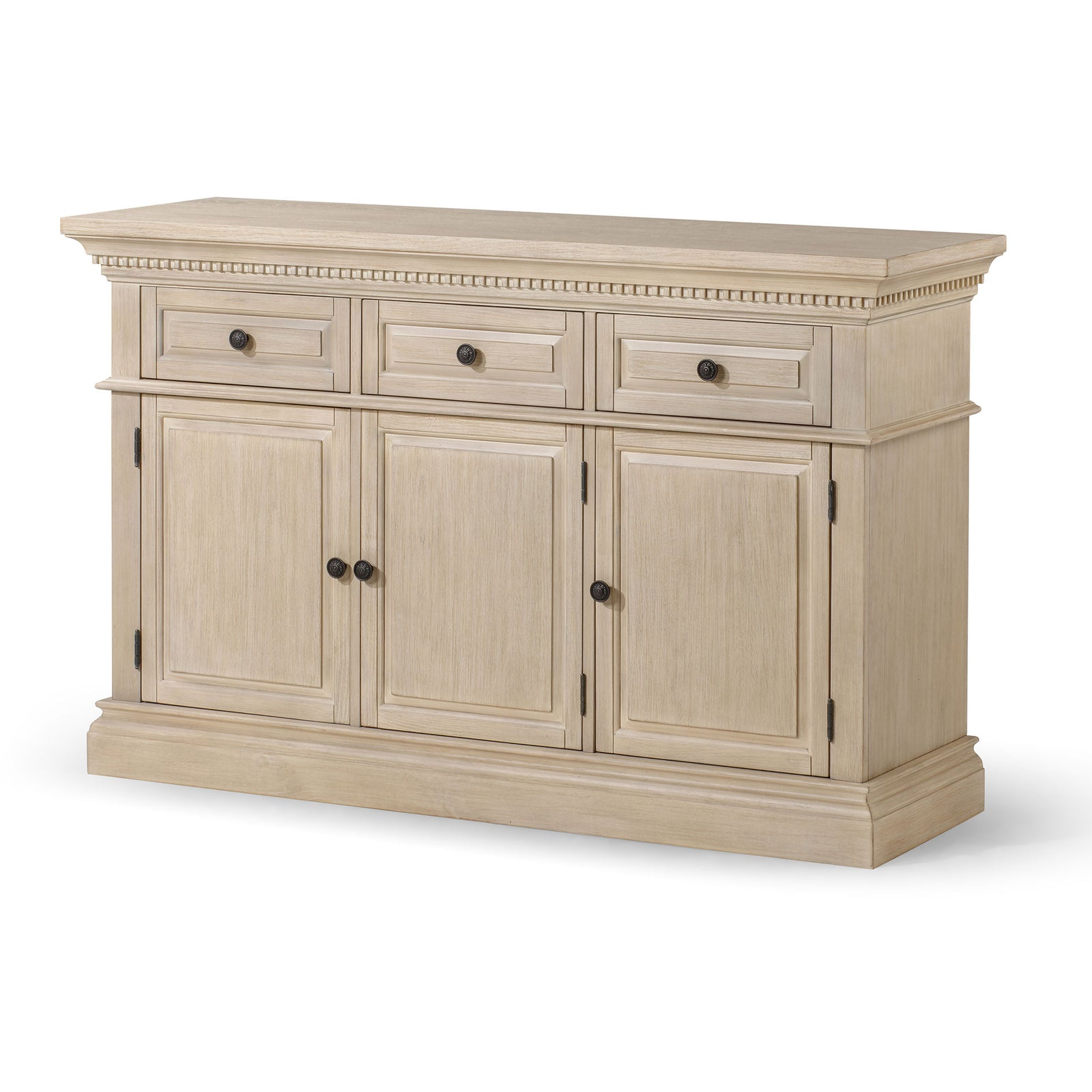 Maven Lane Theo Traditional Wooden Sideboard in Antiqued White Finish - VMInnovations
