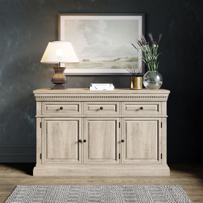 Maven Lane Theo Traditional Wooden Sideboard in Antiqued White Finish - VMInnovations
