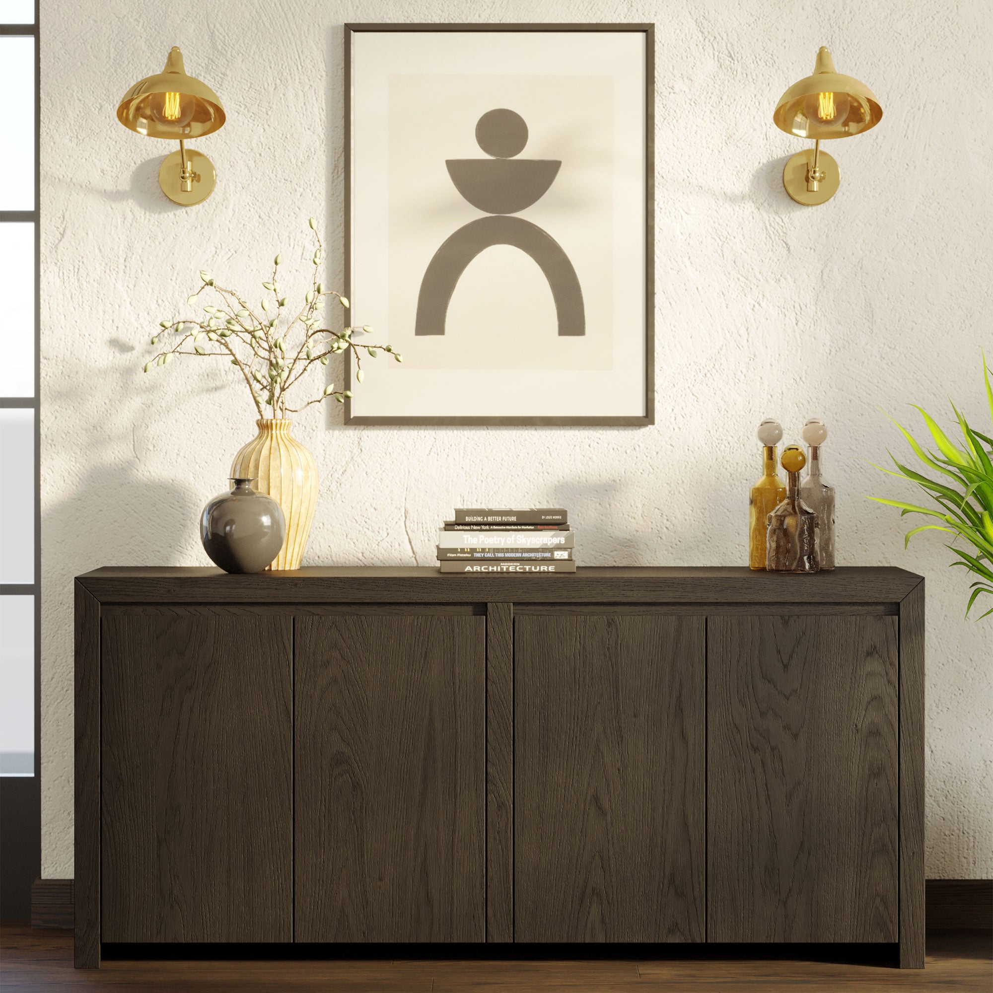 Maven Lane Iris Contemporary Wooden Sideboard in Refined Black Finish (Used) - VMInnovations