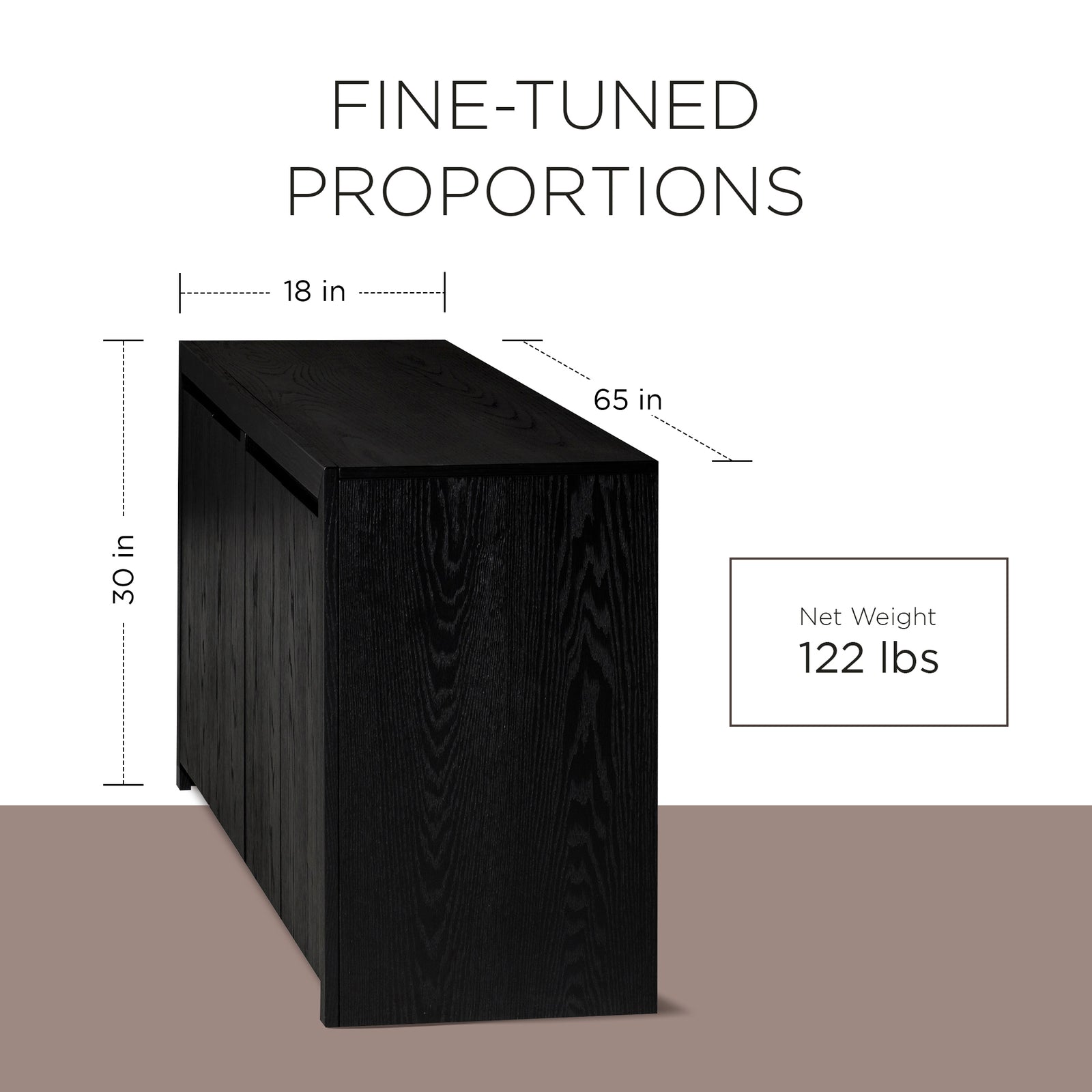 Maven Lane Iris Contemporary Wooden Sideboard in Refined Black Finish - VMInnovations