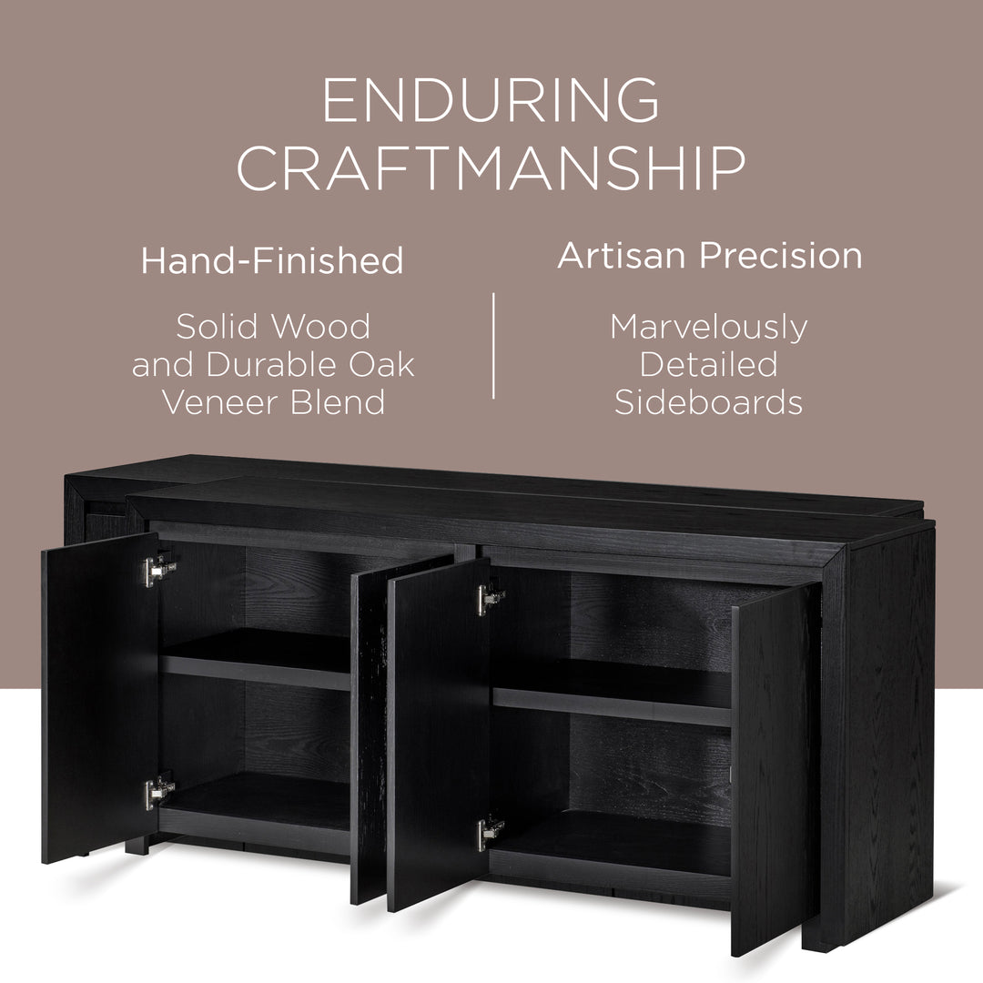Maven Lane Iris Contemporary Wooden Sideboard in Refined Black Finish (Open Box)