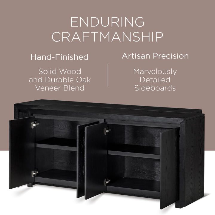 Maven Lane Iris Contemporary Wooden Sideboard in Refined Black Finish (Open Box)