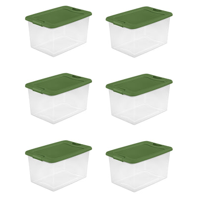 Sterilite 64 Qt Latching Plastic Holiday Storage Bin Clear Container, (6 Pack) - VMInnovations