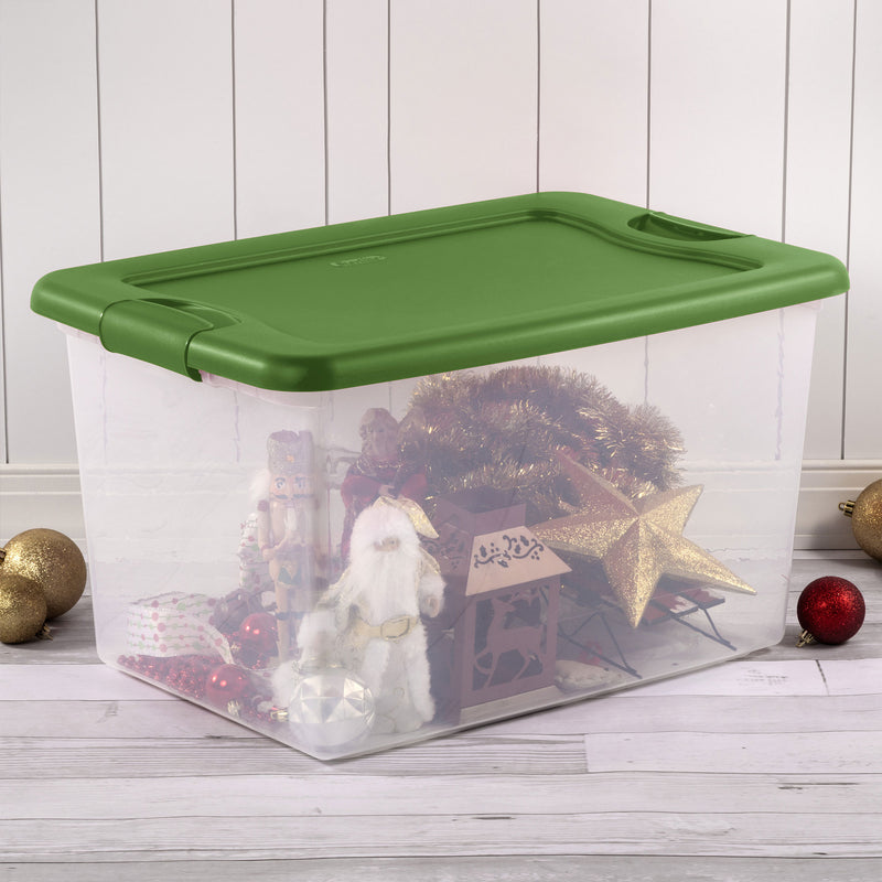 Sterilite 64 Qt Latching Plastic Holiday Storage Bin Clear Container, (6 Pack)