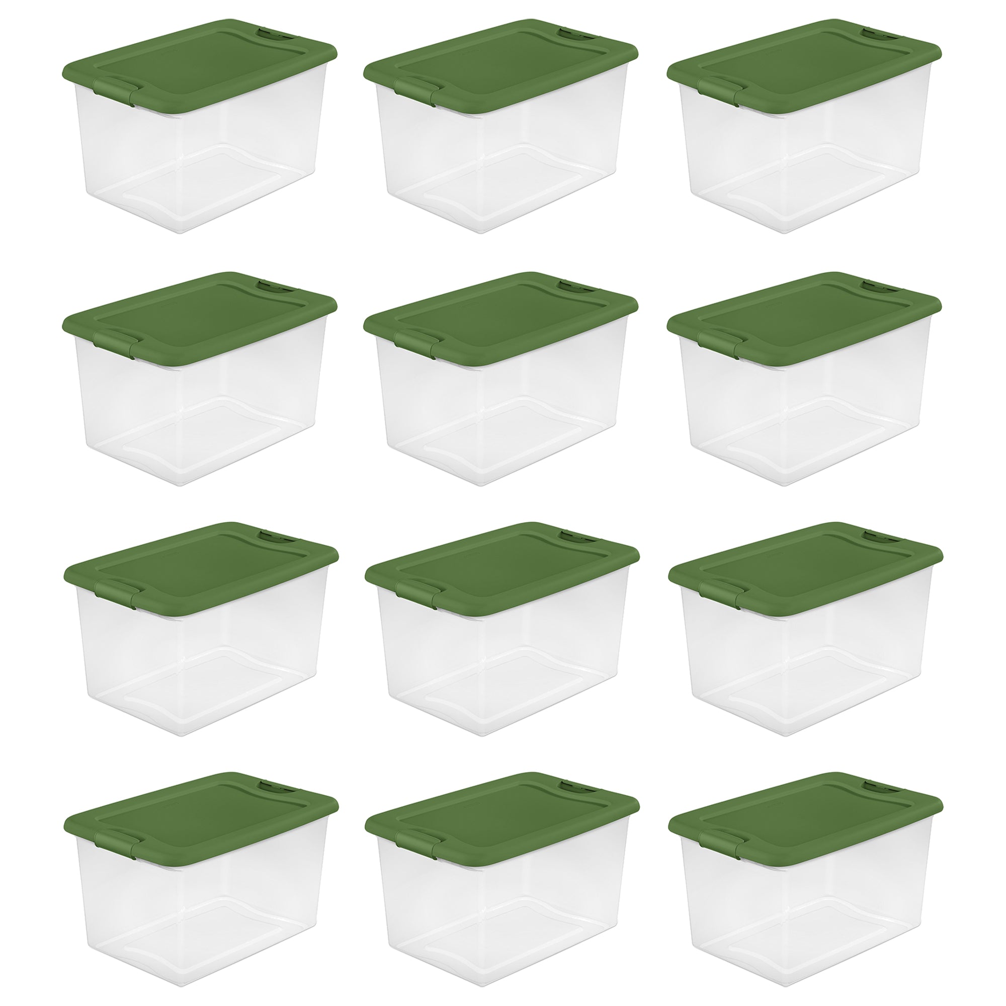 Sterilite 64 Qt Latching Plastic Holiday Storage Bin Clear Container, (12 Pack)
