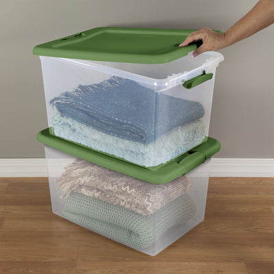 Sterilite 64 Qt Latching Plastic Holiday Storage Bin Clear Container, (12 Pack)