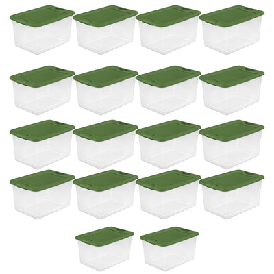 Sterilite 64 Qt Latching Plastic Holiday Storage Bin Clear Container, (18 Pack)