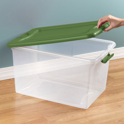 Sterilite 64 Qt Latching Plastic Holiday Storage Bin Clear Container, (18 Pack)