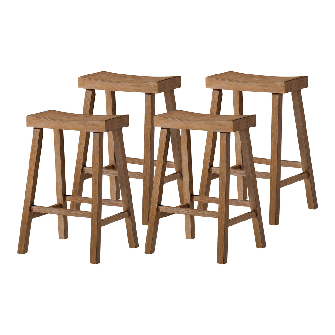Maven Lane Vincent Wooden Rustic Aesthetic Kitchen Counter Stool, Set of 4(Used)