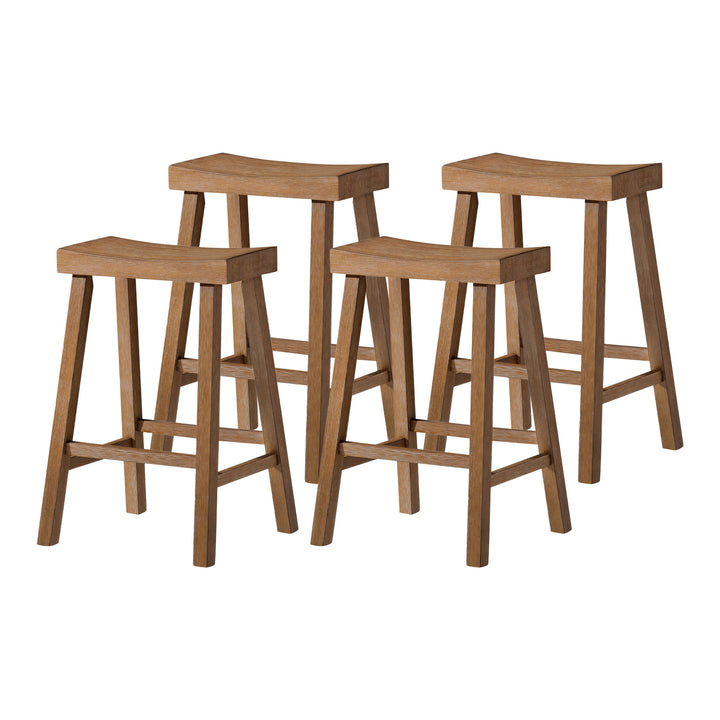 Maven Lane Vincent Wooden Rustic Aesthetic Kitchen Counter Stool, Set of 4(Used)