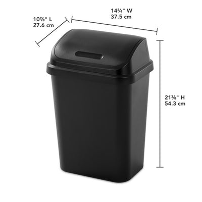 Sterilite 7.8 Gallon SwingTop Plastic Easy to Clean Wastebasket with Lid, Black